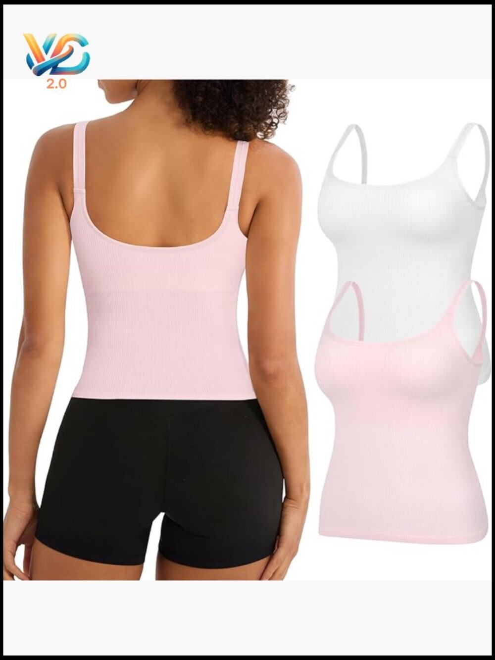 Seamless Ribbed Workout Tank Top with Built-in Bra, Slim Fit Crop